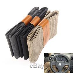 Leather DIY Car Steering Wheel Cover With Needles and Thread 3 Color Choose New