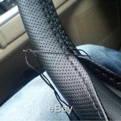 Leather DIY Car Steering Wheel Cover With Needles and Thread Black New SALE