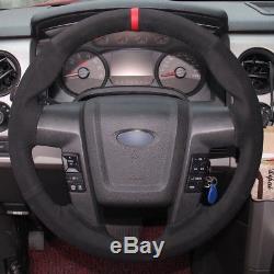 Loncky Black Suede Steering Wheel Cover for Ford F-150 F150 SVT Raptor 2010 2011