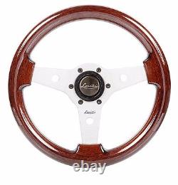 Luisi Italy Vintage Steering Wheel Imola Mahogany Wood Silver Spokes 310mm 33101