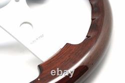 Luisi Italy Vintage Steering Wheel Imola Mahogany Wood Silver Spokes 310mm 33101