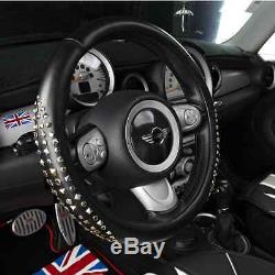 Luxury MCM Styles Leather Rivets Steering Wheel Cover for BMW Mini Cooper