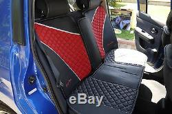 Luxury Seat Cover Shift Knob Belt Steering Wheel Black & Red PVC Leather 33021c