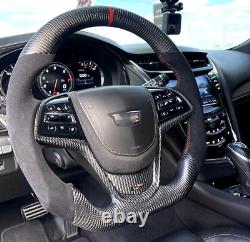 MATTE Carbon Fiber Alcantara Steering Wheel+Trim For Cadillac CTS-V CTS ATS ATSL