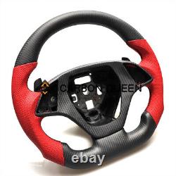 MATT CARBON FIBER Steering Wheel FOR Chevrolet Corvette C7 RED LEATHER WithPADDLES