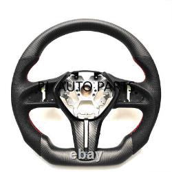 MATT CARBON FIBER Steering Wheel FOR INFINITI q50q60 black leather red stitching