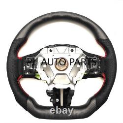 MATT CARBON FIBER Steering Wheel FOR INFINITI q50q60 black leather red stitching