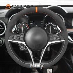 MEWANT Alcantara Steering Wheel Cover for Alfa Romeo Giulia 2016-2019 Stelvio