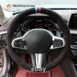 MEWANT Black Alcantara Steering Wheel Cover for BMW G20 F44 G22 G26 G30 G32 G11