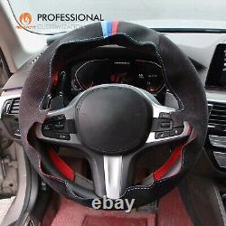 MEWANT Black Alcantara Steering Wheel Cover for BMW G20 F44 G22 G26 G30 G32 G11