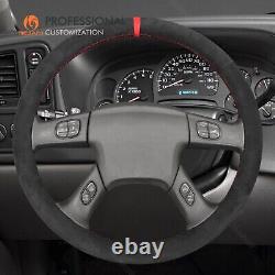 MEWANT Black Alcantara Steering Wheel Cover for Chevrolet Silverado 2003-2007