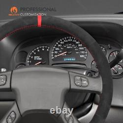 MEWANT Black Alcantara Steering Wheel Cover for Chevrolet Silverado 2003-2007