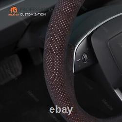 MEWANT Black Mesh Alcantara Steering Wheel Cover for 2024 Tesla Model 3 Highland