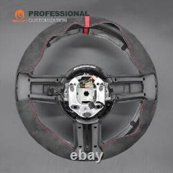 MEWANT Custom Alcantara Steering Wheel Cover Wrap for Ford Mustang 2010-2014