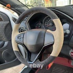 MEWANT DIY Alcantara Real Leather Steering Wheel Cover for Honda Jazz HRV HR-V