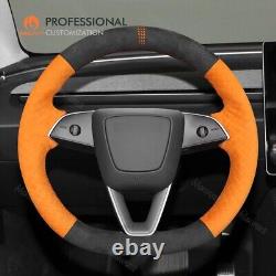 MEWANT Embossed Alcantara Steering Wheel Cover for 2024 Tesla Model 3 Highland