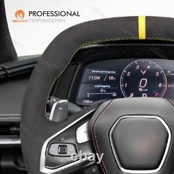 MEWANT Hand Stitch Alcantara Steering Wheel Cover for Chevrolet Corvette C8 Z06