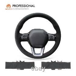 MEWANT Hand Stitch Black Alcantara Steering Wheel Cover for Honda Civic 11 XI