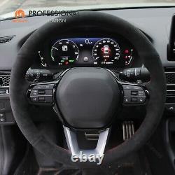 MEWANT Hand Stitch Black Alcantara Steering Wheel Cover for Honda Civic 11 XI