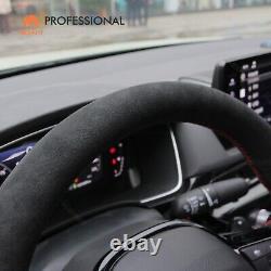 MEWANT Hand Stitch Black Alcantara Steering Wheel Cover for Honda Civic 11 XI