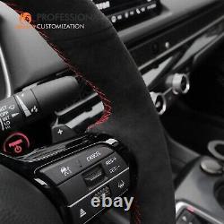 MEWANT Hand Stitch Black Alcantara Steering Wheel Cover for Honda Civic 11 XI