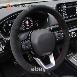 MEWANT Hand Stitch Black Alcantara Steering Wheel Cover for Honda Civic 11 XI