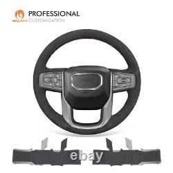 MEWANT Stitch Black Alcantara Steering Wheel Cover for GMC Sierra 1500 2019-2022