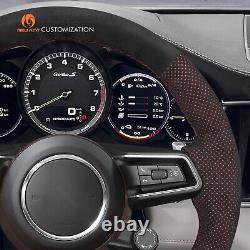 MEWANT Stitch Black Alcantara Steering Wheel Cover for Porsche 911 (992) Macan