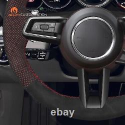 MEWANT Stitch Black Alcantara Steering Wheel Cover for Porsche 911 (992) Macan