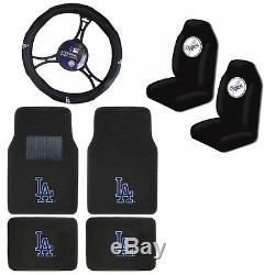 MLB Los Angeles LA Dodgers Car Truck Seat Covers Floor Mats Steering Wheel Cover