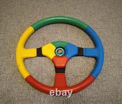 MOMO Benetton F1 Formula 3 Spoke Sport Leather Steering Wheel Rare Harlequin D35