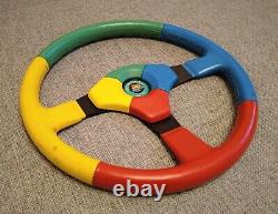 MOMO Benetton F1 Formula 3 Spoke Sport Leather Steering Wheel Rare Harlequin D35