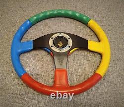 MOMO Benetton F1 Formula 3 Spoke Sport Leather Steering Wheel Rare Harlequin D35