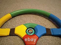 MOMO Benetton F1 Formula 3 Spoke Sport Leather Steering Wheel Rare Harlequin D35