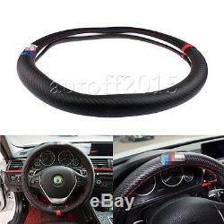 M Power Luxury Non-Slip Carbon Fiber Car Auto Steering Wheel Cover For BMW