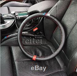 M Power Luxury Non-Slip Carbon Fiber Car Auto Steering Wheel Cover For BMW