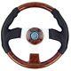 Marine Steering Wheel Burl Wood PU Cover Aluminum Spoke Pontoon Power Boat 13.5