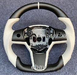 Matte Carbon fiber Steering wheel+Cover for Tesla Model 3/Y 2016-2023 White