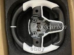 Matte Carbon fiber Steering wheel+Cover for Tesla Model 3/Y 2016-2023 White