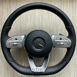 Mercedes AMG Steering Wheel A C E CLS G W177 W205 W213 W238 W257 RED STITCHES