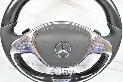 Mercedes Benz Amg S Class W222 S550 Black Wood Leather Steering Wheel