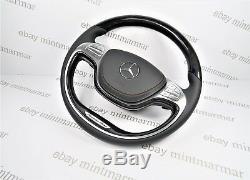 Mercedes Benz Amg S Class W222 S550 Black Wood Leather Steering Wheel