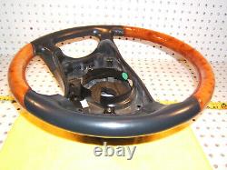Mercedes W215, W220 Leather CHESTnut WOOD Charcoal Steering 1 Wheel, NO bag cover