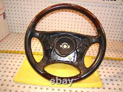 Mercedes W220, W215 00-6 Leather Burl WOOD Charcoal Steering 1 Wheel, NO bag cover