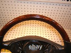 Mercedes W220, W215 00-6 Leather Burl WOOD Charcoal Steering 1 Wheel, NO bag cover