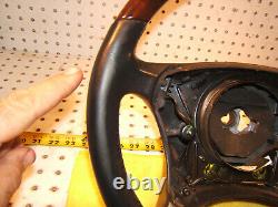 Mercedes W220, W215 00-6 Leather Burl WOOD Charcoal Steering 1 Wheel, NO bag cover