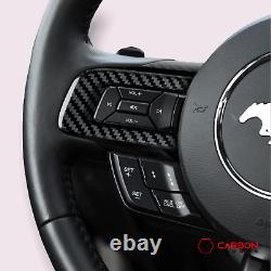 Mustang 2015-2023 Carbon Fiber Steering Wheel Chrome Delete Cover