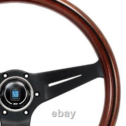 NARDI Italy GENUINE Steering Wheel Deep Corn Wood Black Spokes 350mm NEW