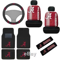 NCAA Alabama Crimson Tide Floor Mats Seat Covers Steering Wheel Cover 11pc Set
