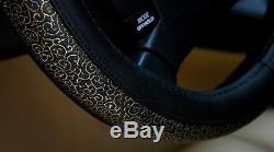 NEW Cool Black Gold Yellow Steering Wheel Cover PU Leather Auto Car Men Boy Girl